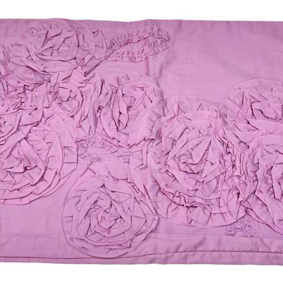 Pottery Barn PBTeen Lumbar Pillow Cover 2PCs Set Lilac Pink Roses Floral Ruffles - Picture 4 of 8